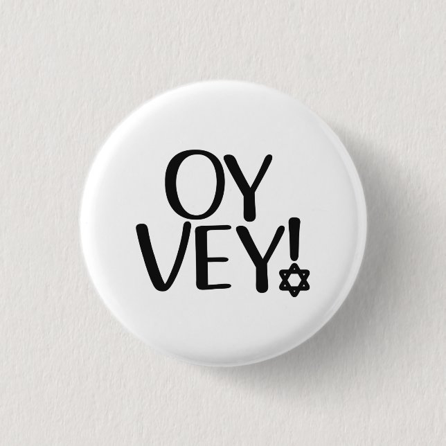 Funny Yiddish Phrase - Oy Vey, jüdisches Weihnacht Button (Vorderseite)