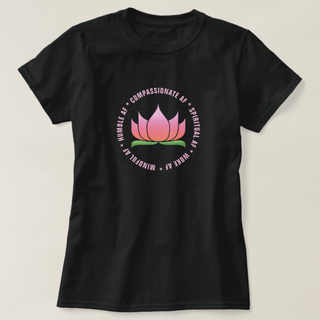 Funny Yoga "AF" Pink Lotus T-Shirt (Design vorne)