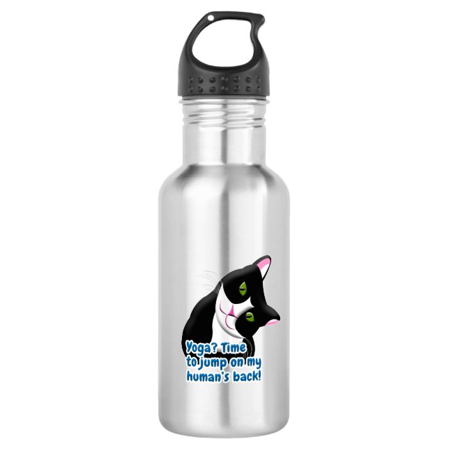 Funny Yoga Cat Edelstahlflasche (Vorderseite)