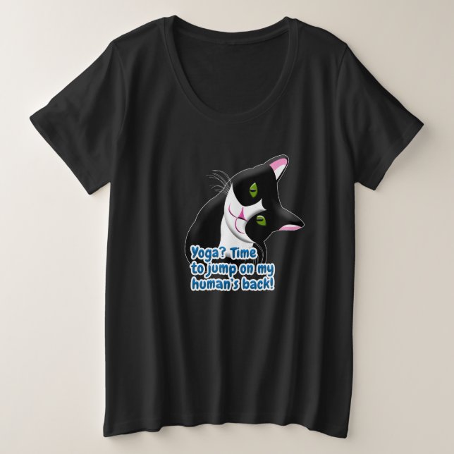 Funny Yoga Cat Große Größe T-Shirt (Design vorne)