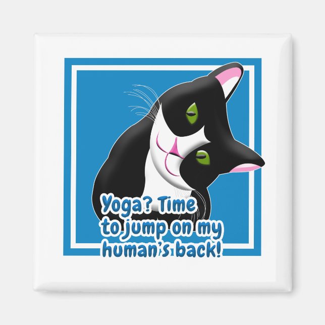 Funny Yoga Cat Magnet (Vorne)