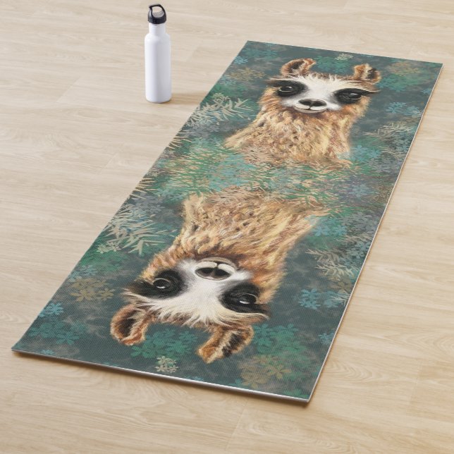 Funny Yoga Mat mit Curious Llama Yogamatte (Beispiel)
