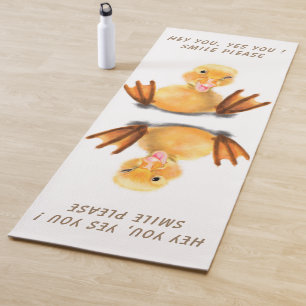 Funny Yoga Mat mit Happy Yellow Duck - Lächeln Yogamatte