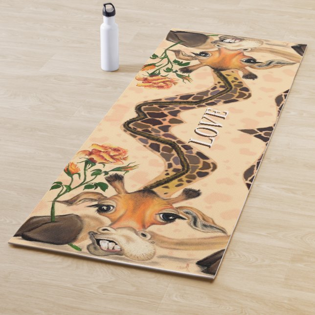 Funny Yoga Mat mit Romantischer Giraffe mit Rose Yogamatte (Beispiel)