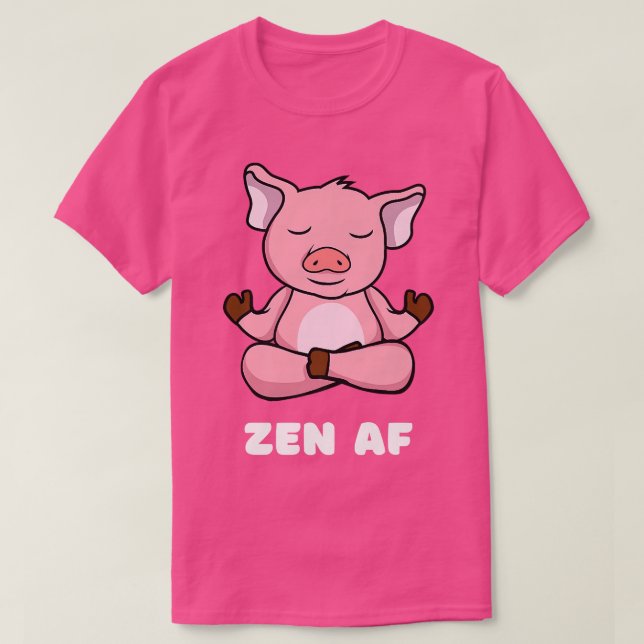 Funny Yoga Pig Zen AF Meditating Calm Relaxed Anim T-Shirt (Design vorne)