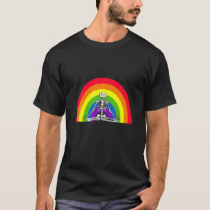 Funny Yoga Skeleton, Regenbogen, Meditation, Chakr T-Shirt