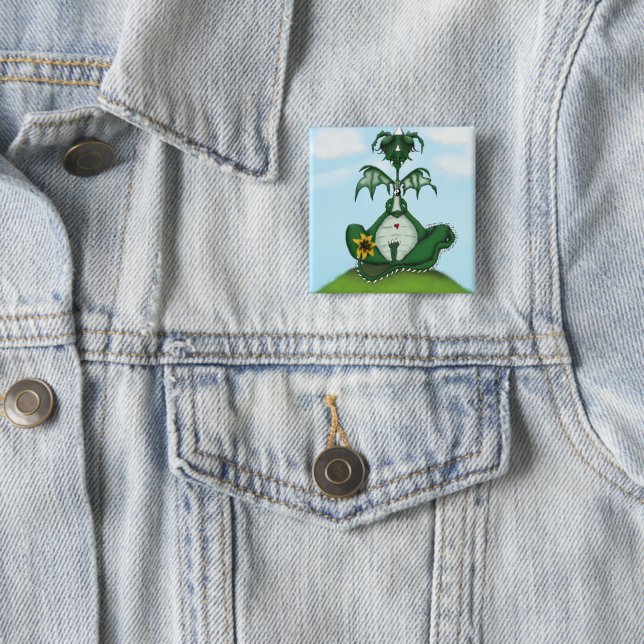 Funny Yogi Dragon Painting Button (Beispiel)