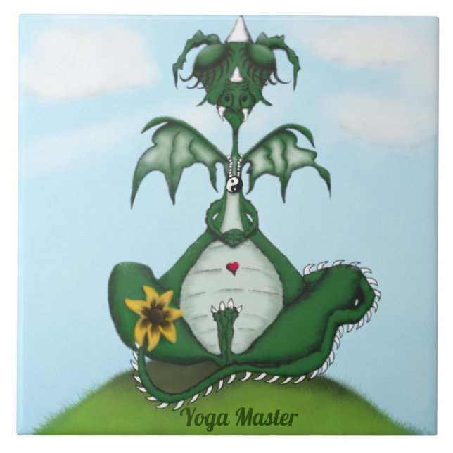 Funny Yogi Dragon Painting Fliese (Vorderseite)