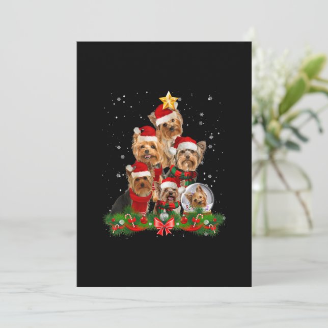 Funny Yorkshire Terrier Dog Christmas Tree (Stehend Vorderseite)