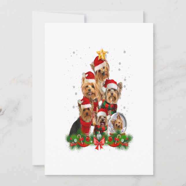 Funny Yorkshire Terrier Dog Christmas Tree Gift Ankündigung (Vorderseite)