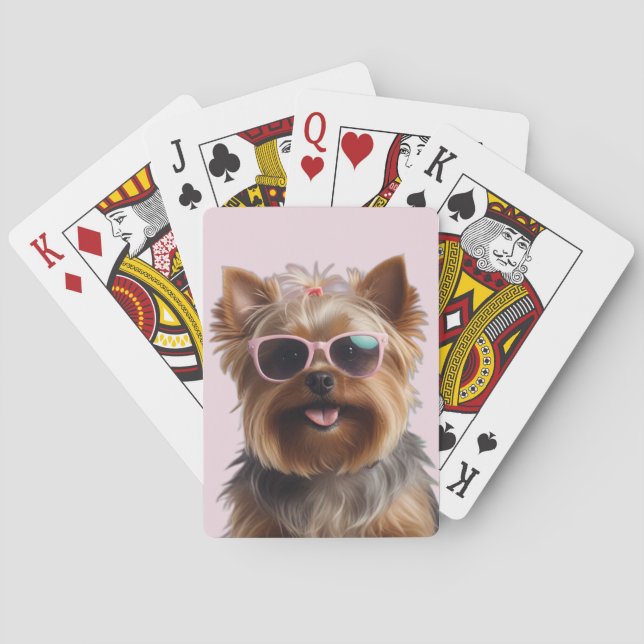 Funny Yorkshire Terrier mit Sonnenbrille Spielkarten (Rückseite)