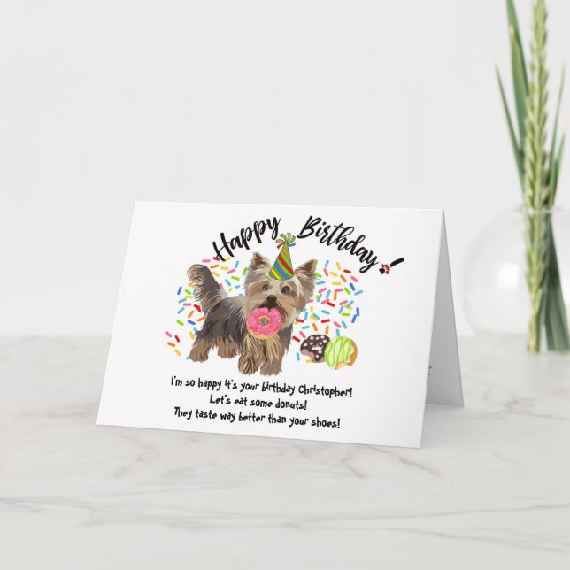 Funny Yorkshire Terrier Pet Dog Birthday Card Einladung (Vorderseite)