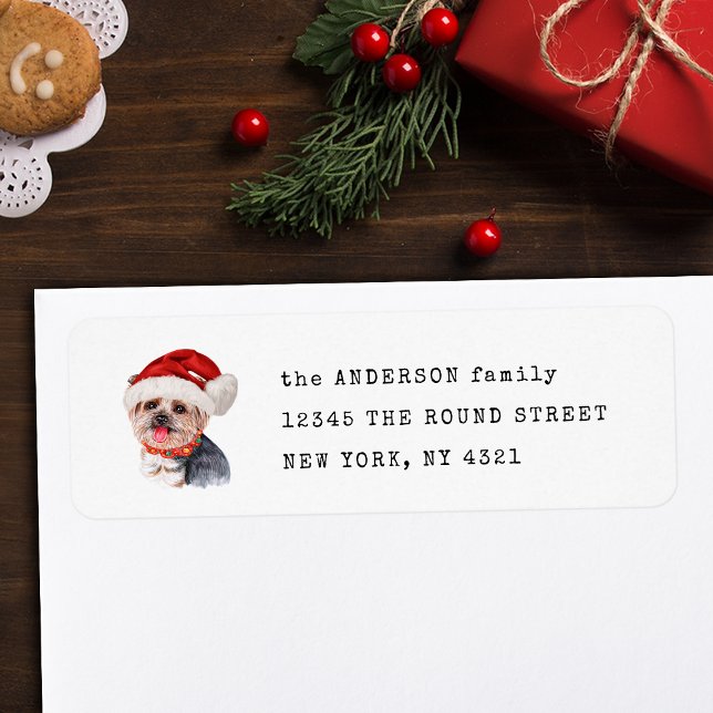 Funny Yorkshire Terrier Xmas Dog Rücksendeadresse (Von Creator hochgeladen)