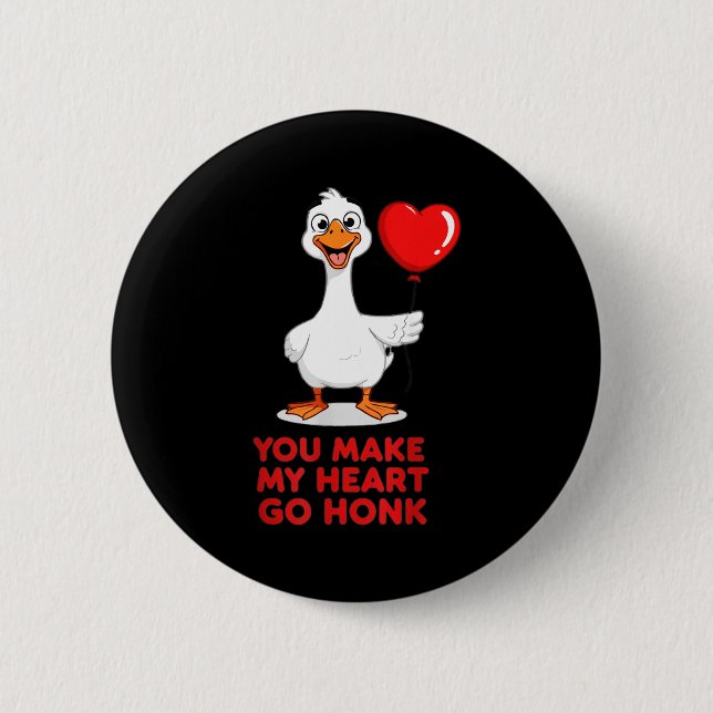 Funny You Make My Heart Go Honk Matching Valentine Button (Vorderseite)
