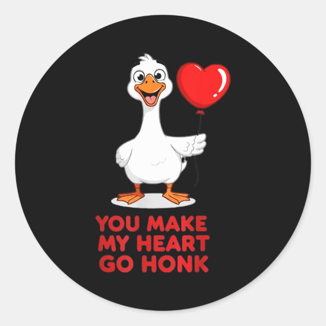 Funny You Make My Heart Go Honk Matching Valentine Runder Aufkleber (Vorderseite)