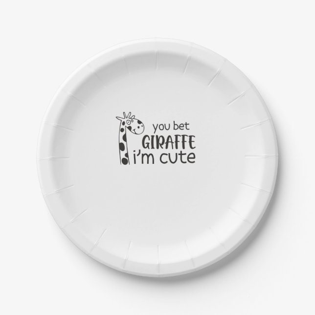 Funny You Wt Giraffe Ich bin Niedlich - Giraffe Lo Pappteller (Vorderseite)