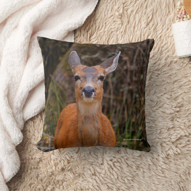Funny Young Blacktail Deer lächelt bei Fotograf Kissen (Decke)