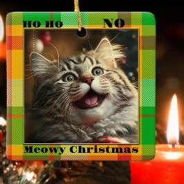 Funny Your Cat Foto Farbige Karierte Weihnachten Keramikornament
