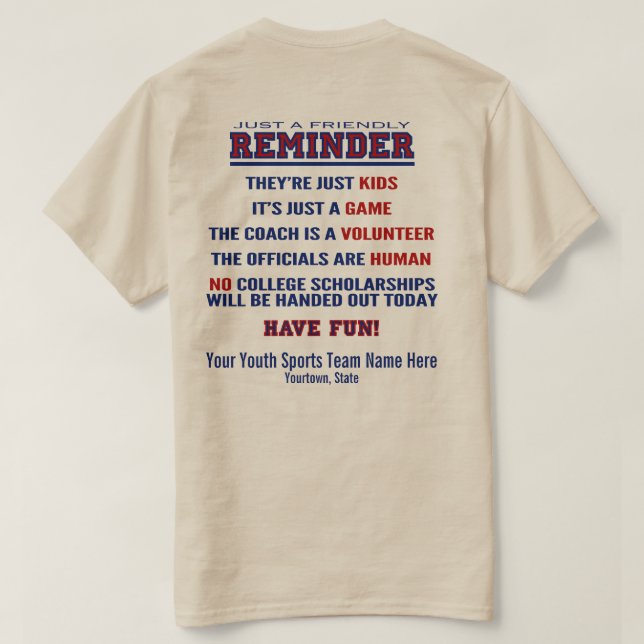Funny Youth Sports Rules Erinnerung T-Shirt (Design Rückseite)