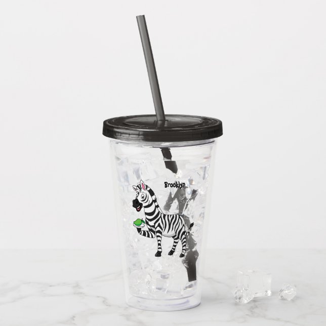Funny Zebra Cartoon Illustration Acryltrinkbecher (Vorderseite Ice)