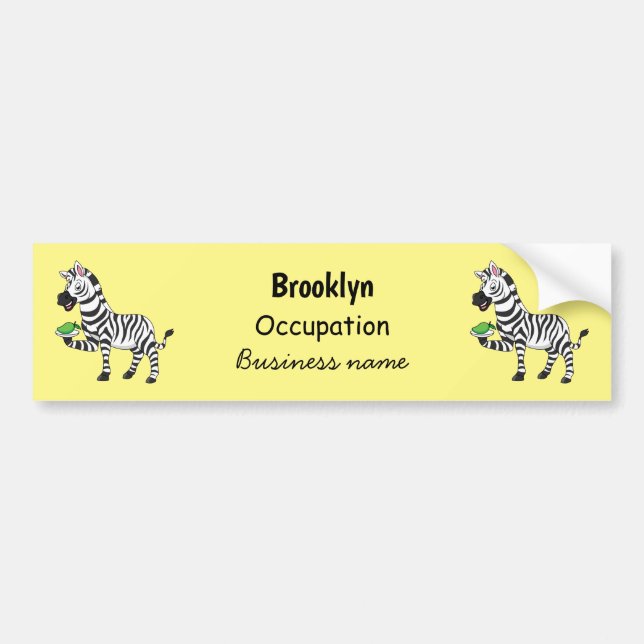 Funny Zebra Cartoon Illustration Autoaufkleber (Vorne)