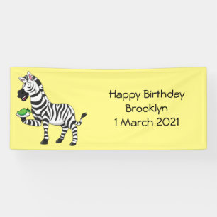 Funny Zebra Cartoon Illustration Banner