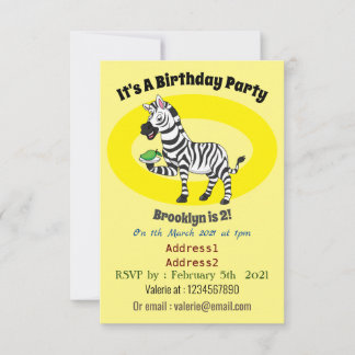 Funny Zebra Cartoon Illustration Einladung
