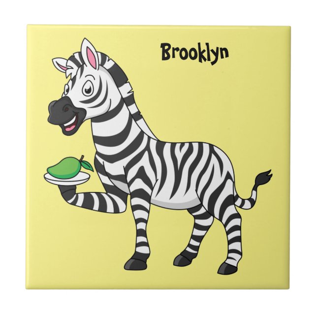Funny Zebra Cartoon Illustration Fliese (Vorderseite)
