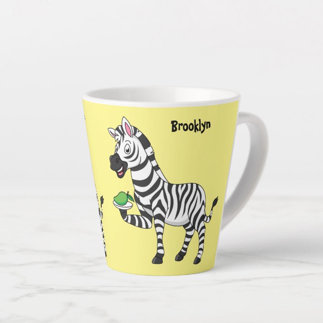 Funny Zebra Cartoon Illustration Milchtasse (Rechte Ecke)