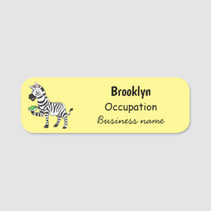 Funny Zebra Cartoon Illustration Namensschild
