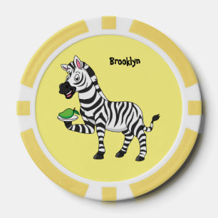 Funny Zebra Cartoon Illustration Pokerchips