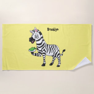 Funny Zebra Cartoon Illustration Strandtuch