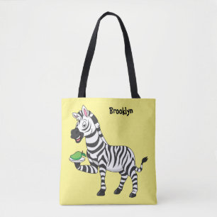 Funny Zebra Cartoon Illustration Tasche