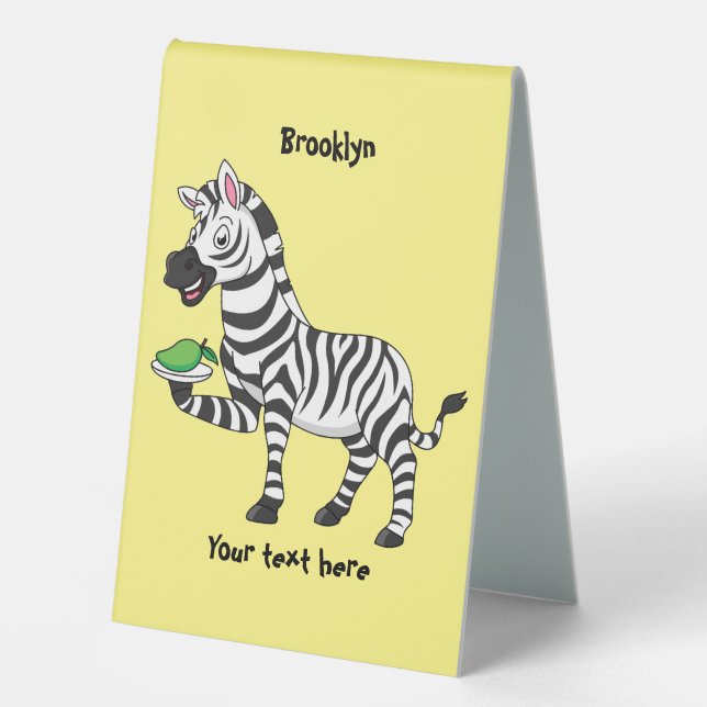 Funny Zebra Cartoon Illustration Tischaufsteller (Vorderseite)