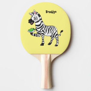 Funny Zebra Cartoon Illustration Tischtennis Schläger