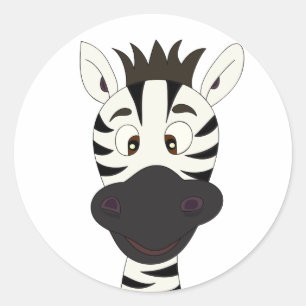 Funny Zebra Cartoon Kinderkleber Runder Aufkleber