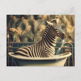 Funny Zebra in einer Badewanne Tropisches Bad Postkarte