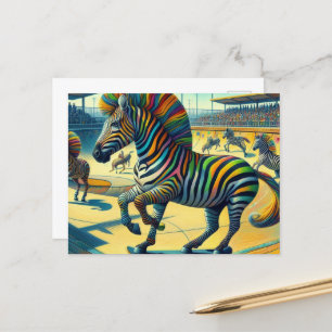 Funny Zebra mit Extra Leg Skateboarding Postkarte