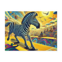 Funny Zebra Skateboarding