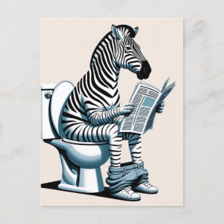 Funny Zebra über Toilettenlesen Zeitung Postkarte