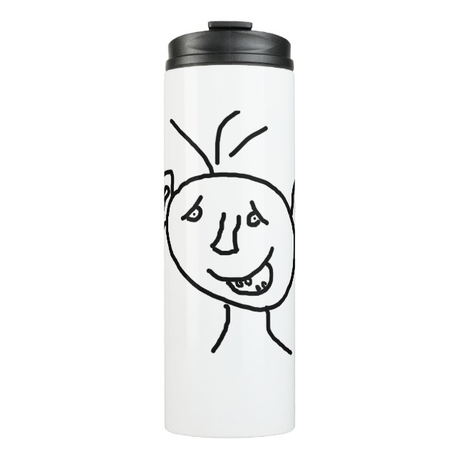 Funny zeichnend Gesicht Thermosbecher (Vorderseite)