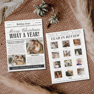 Funny Zeitung Weihnachtskarte, was für ein Jahr Feiertagskarte