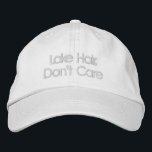 Funny Zitat Lake Hair Keine Sorge für Typografie Bestickte Baseballkappe<br><div class="desc">Lake Hair,  Don't Care - Funny Sprichwort in einem hübschen blauen Häuserblock Buchstaben. Kann personalisiert sein. Kontaktieren Sie mich mit Fragen oder Wünschen.</div>