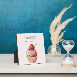 Funny Zitat über Glück mit einem Cupcake-Bild Fotoplatte