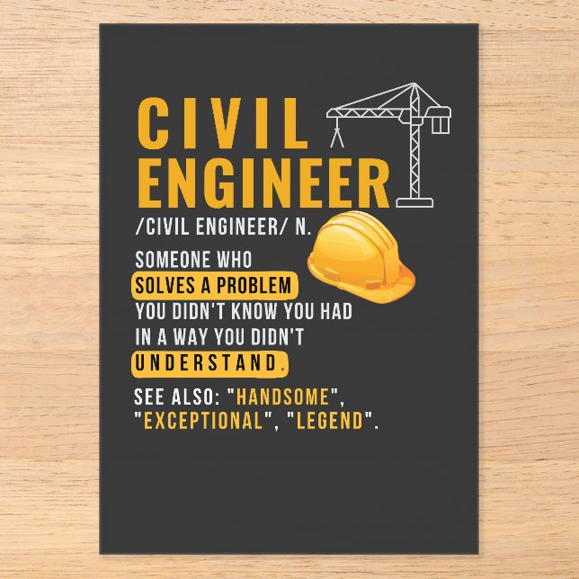 Funny Zivil Engineer Definition Akryllische Einlad Acryleinladungen (Vorderseite)