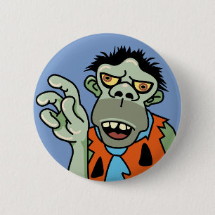 Funny Zombie Caveman Button