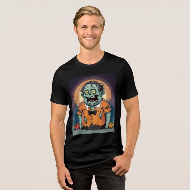 Funny Zombie in Orange Shirt Halloween Art (Vorderseite voll)