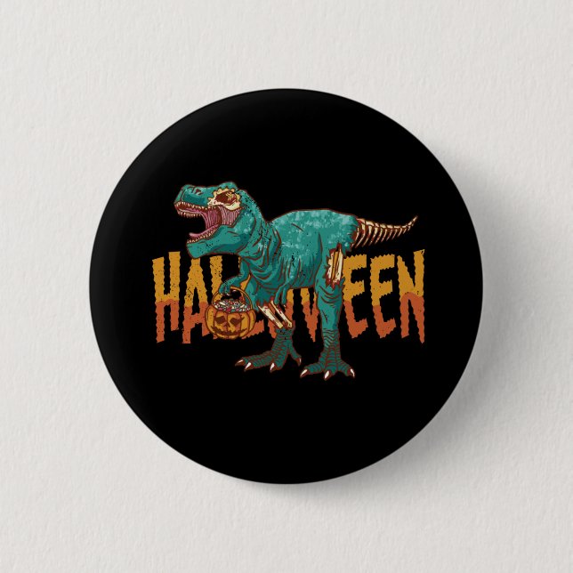 Funny Zombie T Rex - Halloween-Kostüm Button (Vorderseite)