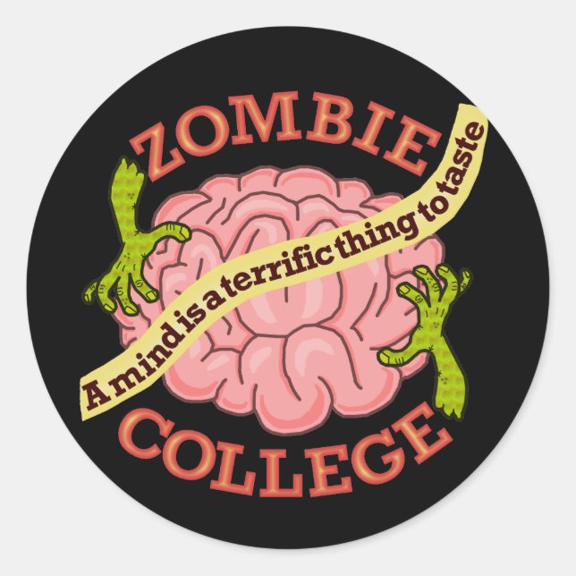 Funny Zombie Uni Logo Runder Aufkleber (Vorderseite)