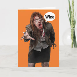 Funny Zombie Wino Happy Hallowine Halloween Card Karte